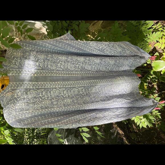 Modena Women’s Kimono with  Blue and white floral geometric with Tassels OS - Picture 9 of 12